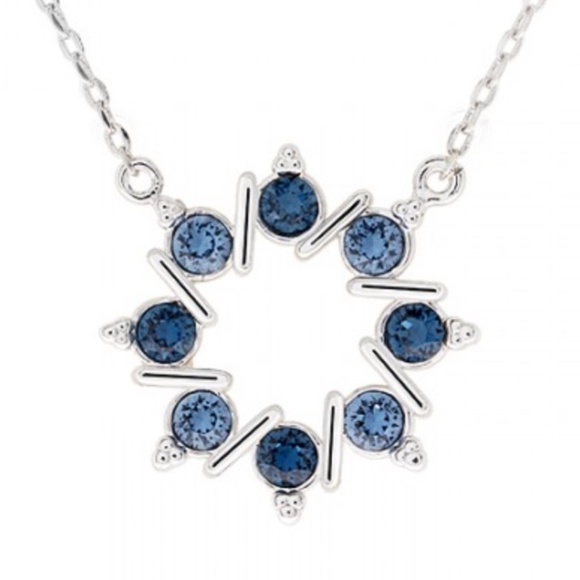 Dainty Wreath Pendant Necklace with Montana and Indian Sapphire Crystals - Picture 1 of 3
